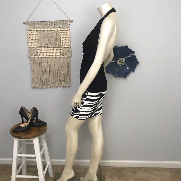 Y2K Bebe sequin zebra print halter dress - Picture 5 of 8
